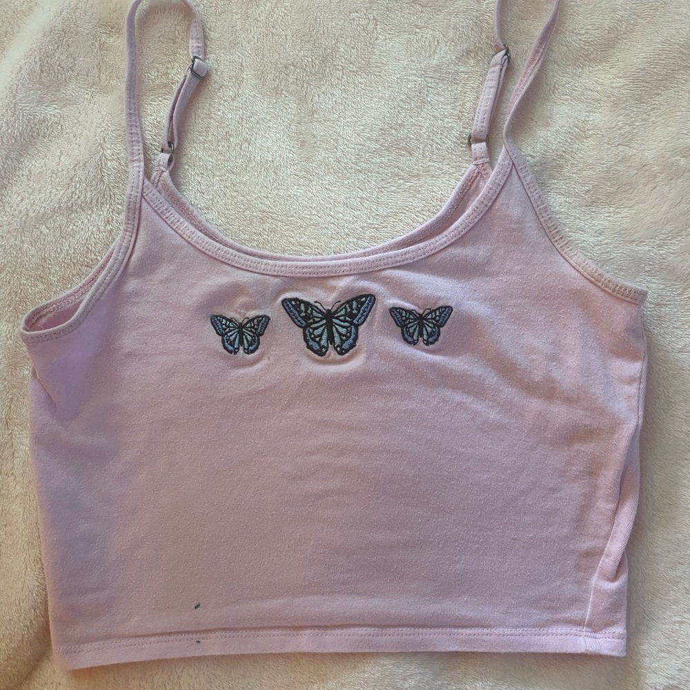 Holister pink and blue butterfly tank top in S